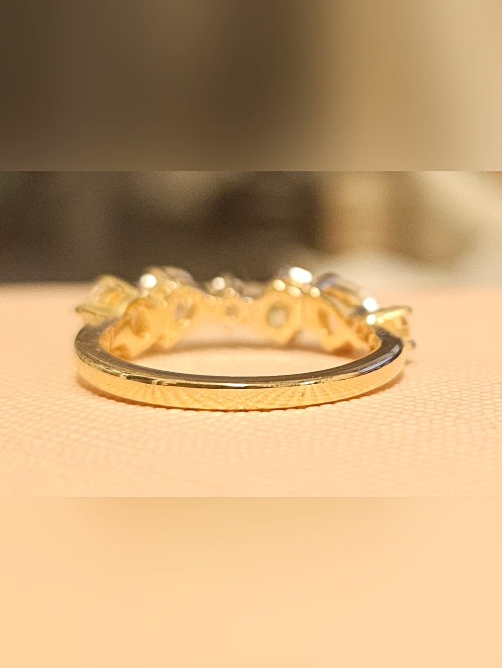 925 STERLING SILVER Gold Plated Moissanite Half Eternity Band SZ 5.5 - Picture 4 of 5